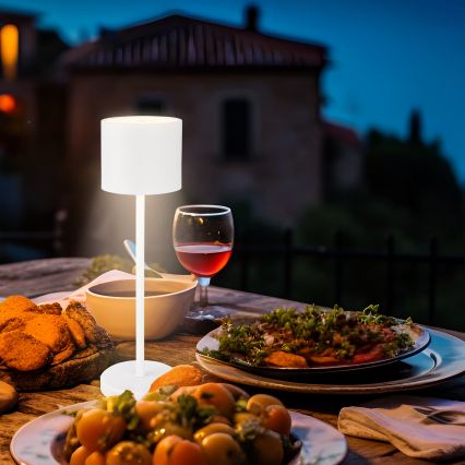 Briloner 7521016 - LED акумуляторна настільна лампа для вулиці SIGO, з регулюванням яскравості, LED/2,5W/5V IP44 2600 mAh біла