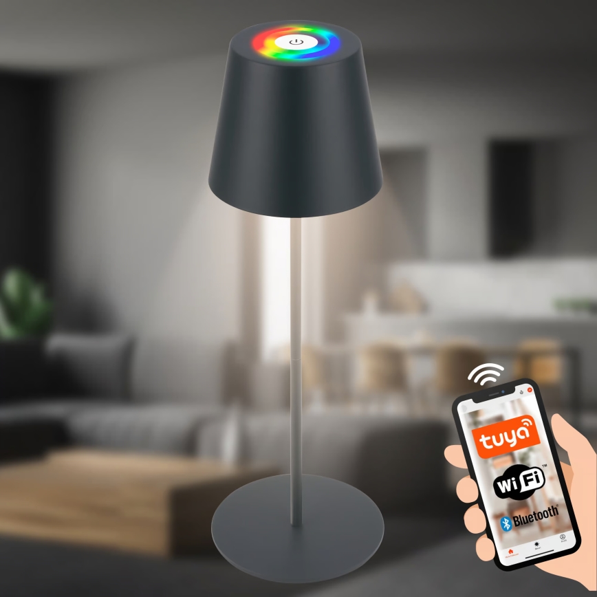 Briloner 7559015 - диммируемая RGB LED аккумуляторная уличная настольная лампа COLORIS LED/3,5W/5V IP44 2000 mAh антрацит Wi-Fi Tuya