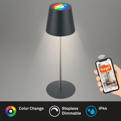Briloner 7559015 - диммируемая RGB LED аккумуляторная уличная настольная лампа COLORIS LED/3,5W/5V IP44 2000 mAh антрацит Wi-Fi Tuya