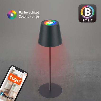 Briloner 7559015 - диммируемая RGB LED аккумуляторная уличная настольная лампа COLORIS LED/3,5W/5V IP44 2000 mAh антрацит Wi-Fi Tuya