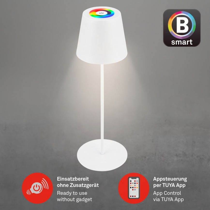 Briloner 7559016 - LED RGB перезаряджувана зовнішня настільна лампа COLORIS з регульованою яскравістю LED/3,5W/5V IP44 2000 mAh Wi-Fi Tuya