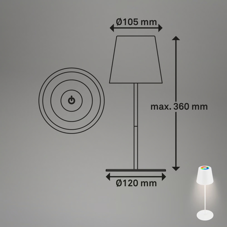 Briloner 7559016 - LED RGB диммируемая аккумуляторная уличная настольная лампа COLORIS LED/3,5W/5V IP44 2000 mAh Wi-Fi Tuya