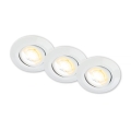 Briloner 7586036 - Комплект 3x LED вбудованих стельових світильників для ванної кімнати KLIRA LED/4,9W/230V 2500/3000/4000K IP23 білий