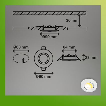 Briloner 7586036 - НАБОР из 3 LED встраиваемых потолочных светильников для ванной KLIRA LED/4,9W/230V 2500/3000/4000K IP23 белые