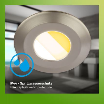 Briloner 7588032 - Набір 3x LED вбудованих стельових світильників для ванної KLIRA LED/4,9W/230V 2500/3000/4000K IP44 матовий хром
