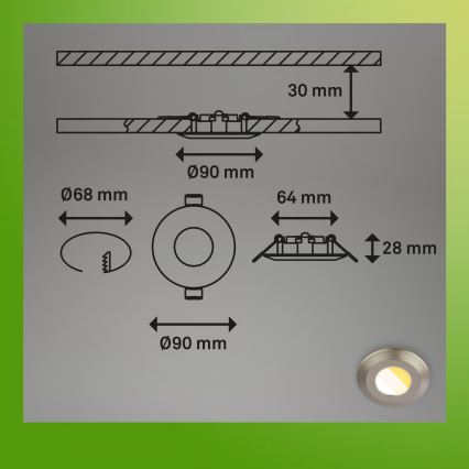 Briloner 7588032 - НАБОР 3x встраиваемых потолочных светильников для ванной KLIRA LED/4,9W/230V 2500/3000/4000K IP44 матовый хром
