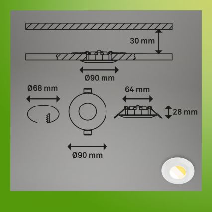 Briloner 7588036 - НАБОР 3x LED встраиваемых потолочных светильников для ванны KLIRA LED/4,9W/230V 2500/3000/4000K IP44 белые
