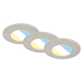 Briloner 7598032 - НАБІР 3x Вбудований стельовий LED світильник для ванної LED/4,9W/230V IP44 2700/4000/6500K матовий хром