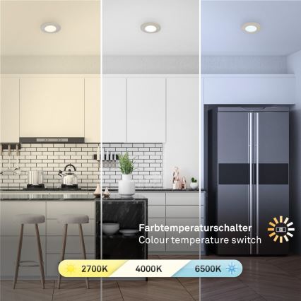 Briloner 7598032 - НАБІР 3x Вбудований стельовий LED світильник для ванної LED/4,9W/230V IP44 2700/4000/6500K матовий хром