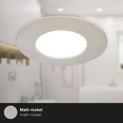 Briloner 7598032 - НАБІР 3x Вбудований стельовий LED світильник для ванної LED/4,9W/230V IP44 2700/4000/6500K матовий хром