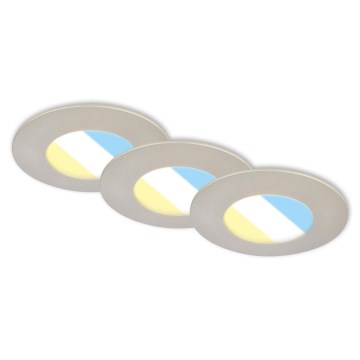 Briloner 7598032 - НАБОР 3x Светодиодный встроенный светильник для ванной комнаты LED/4,9W/230V IP44 2700/4000/6500K матовый хром