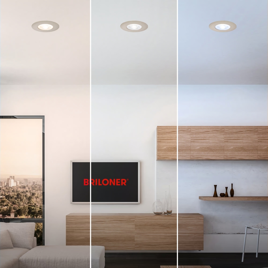 Briloner 7605032 - Набір із 3 LED вбудованих світильників для ванної кімнати LED/4,9 Вт/230 В 2700/4000/6500 К IP44 матовий хром