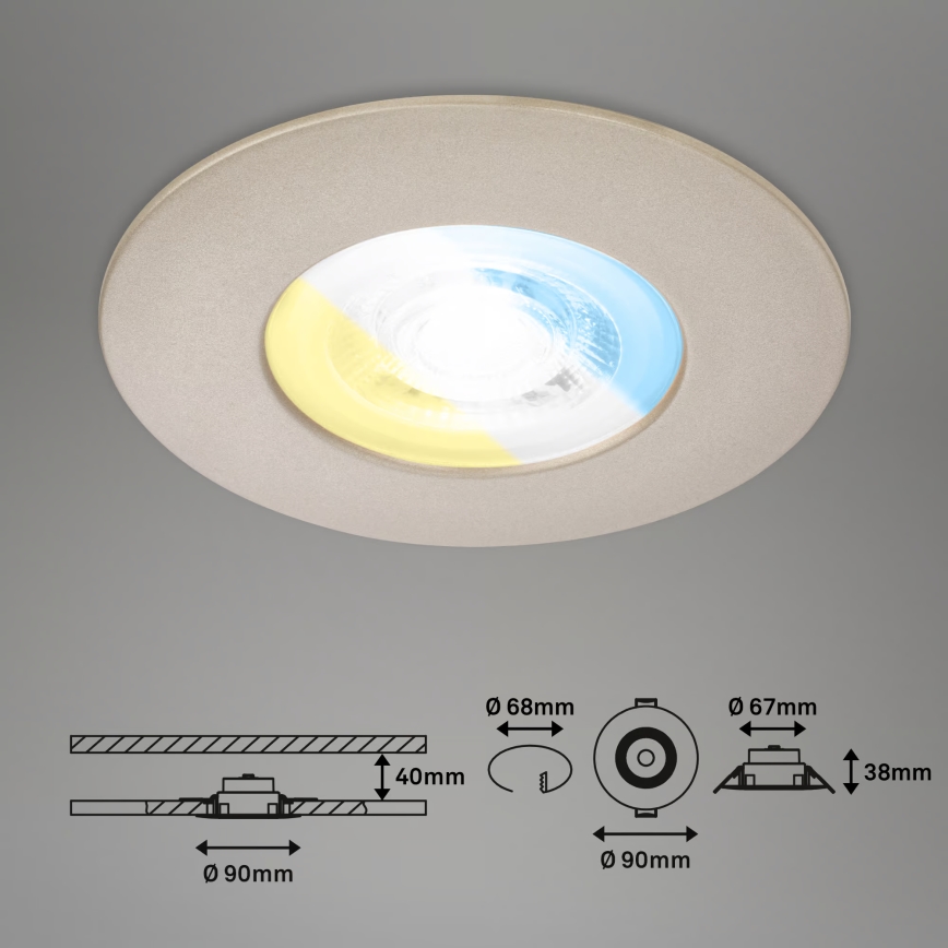 Briloner 7605032 - Комплект из 3 встраиваемых потолочных светильников для ванной LED/4,9W/230V 2700/4000/6500K IP44 матовый хром