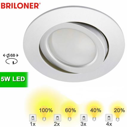 Briloner 8309-019 - Світлодіодний вбудований світильник для ванної з регулюванням яскравості LED/5W/230V IP23
