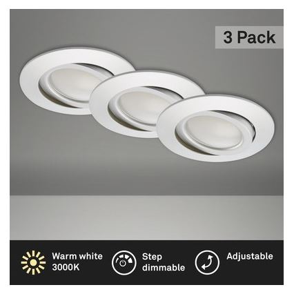 Briloner 8309-039 - НАБОР 3x Светодиодный встроенный светильник для ванной с регулированием яркости LED/5W/230V IP23