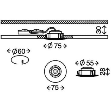 Briloner 8311-019 - Вбудований стельовий LED світильник для ванної LED/5W/230V IP44
