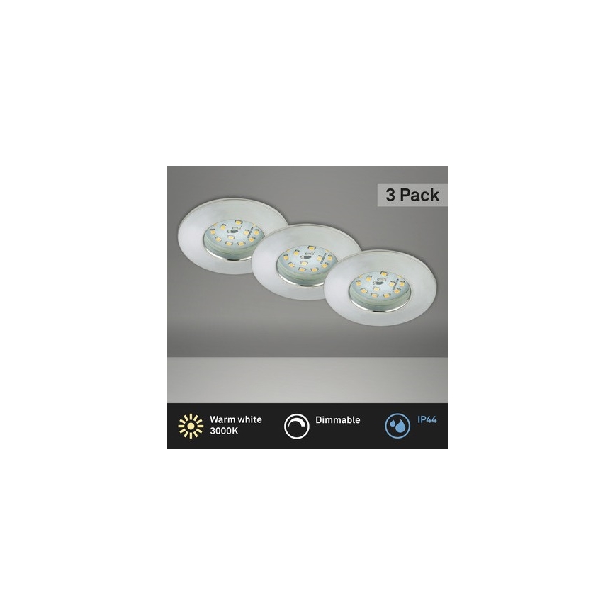 Briloner 8316-039 - НАБОР 3x Светодиодный встроенный светильник для ванной с регулированием яркости LED/5,5W/230V IP44
