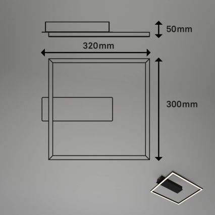 Briloner - LED потолочный светильник FRAME LED/14 Вт/230 В 3000 К 30x32 см черный