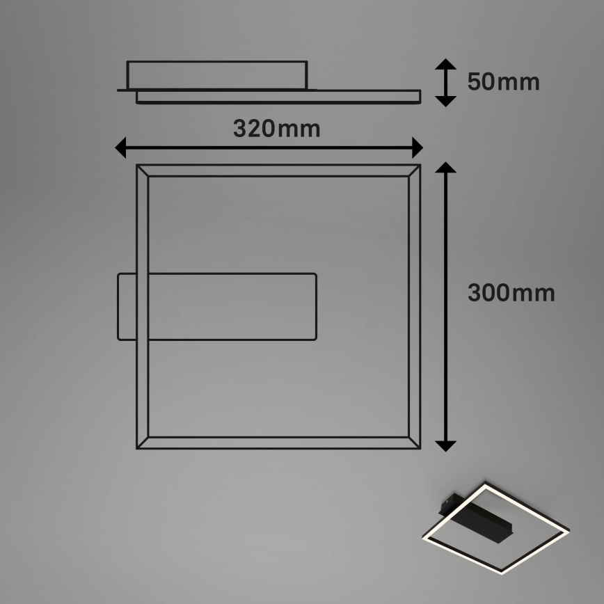 Briloner - LED потолочный светильник FRAME LED/14 Вт/230 В 3000 К 30x32 см черный
