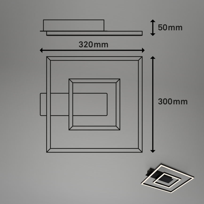 Briloner - LED потолочный светильник FRAME LED/22W/230V 3000K 30x32 cm чёрный