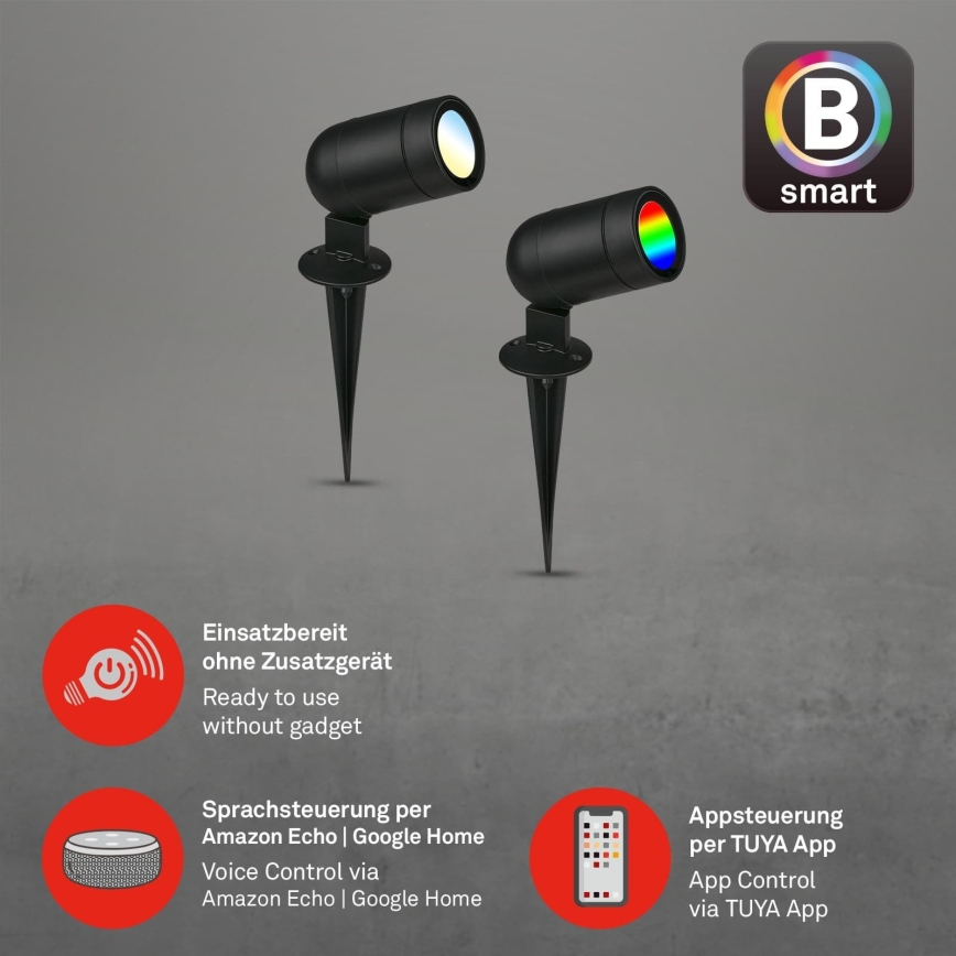 Briloner - LED RGBW затемнюваний вуличний світильник LED/4,4W/230V 2700/4000/6500K IP44 Wi-Fi Tuya