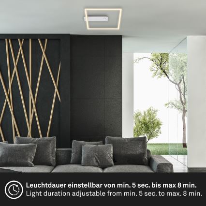 Briloner - LED стельовий світильник з датчиком руху та датчиком сутінків FRAME LED/14W/230V 3000K 30x32 см матовий хром