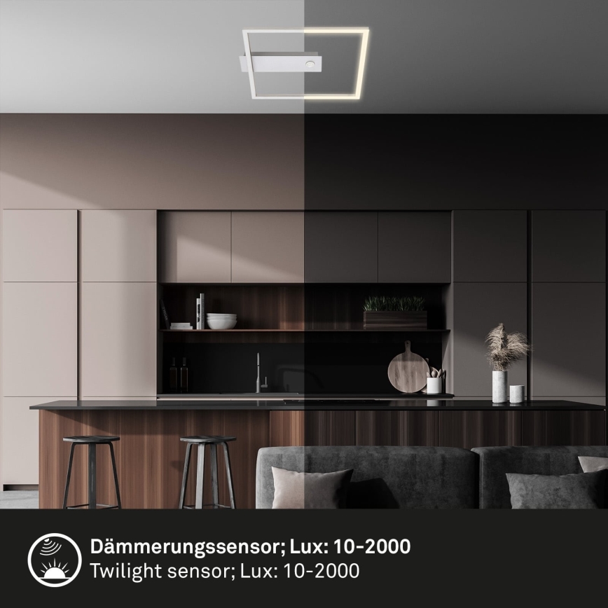 Briloner - LED стельовий світильник з датчиком руху та датчиком сутінків FRAME LED/14W/230V 3000K 30x32 см матовий хром
