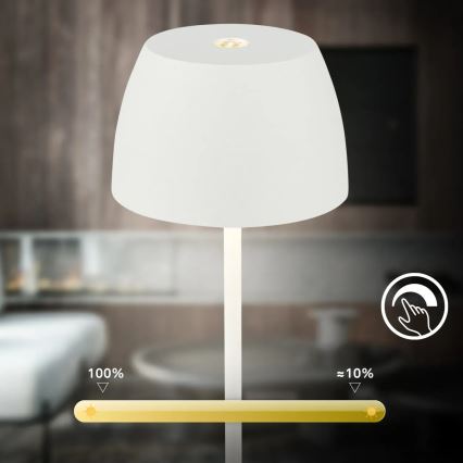 Briloner - диммируемая аккумуляторная сенсорная уличная настольная лампа MINI LED/2,5W/5V IP44 1800 mAh белая