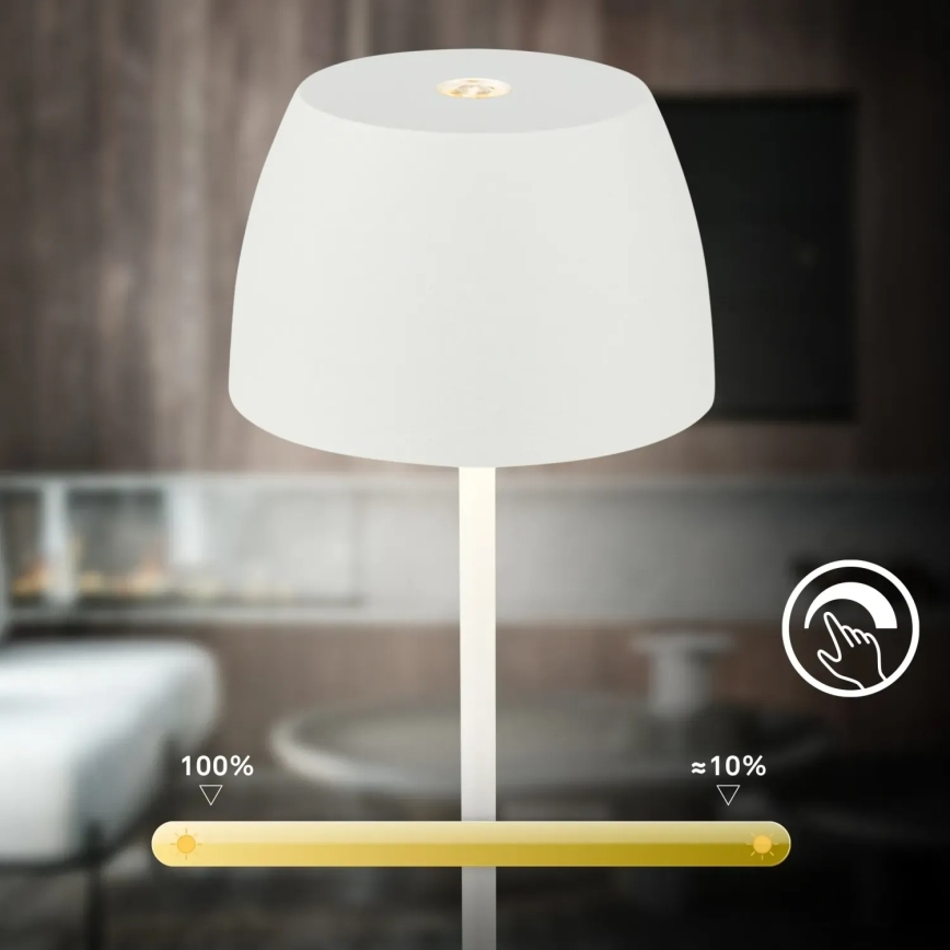 Briloner - диммируемая аккумуляторная сенсорная уличная настольная лампа MINI LED/2,5W/5V IP44 1800 mAh белая