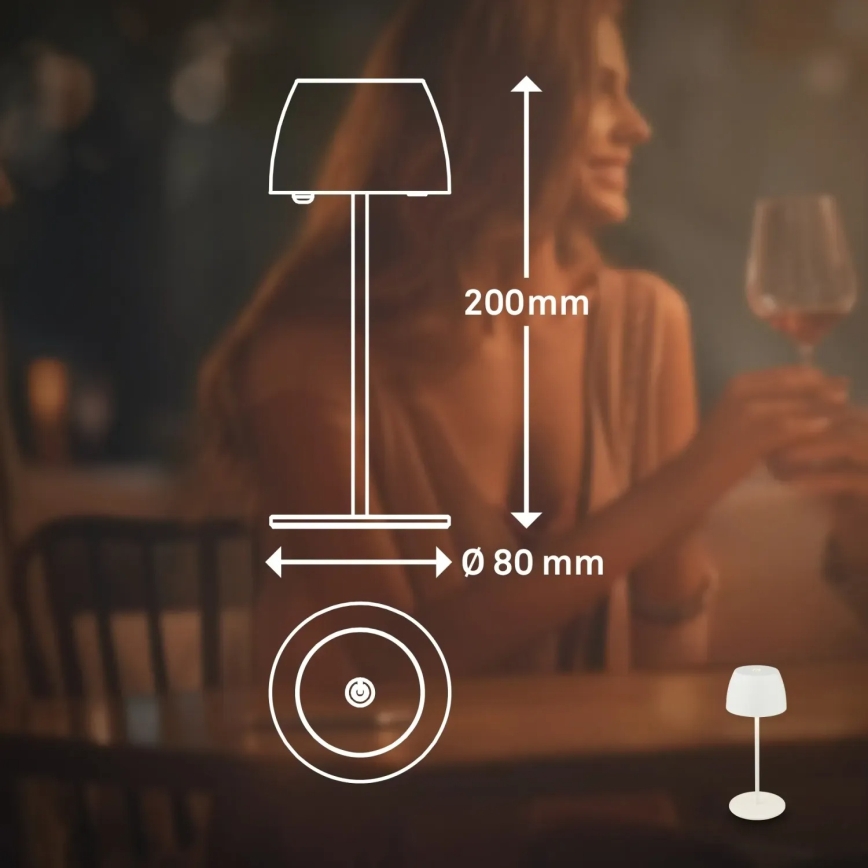Briloner - диммируемая аккумуляторная сенсорная уличная настольная лампа MINI LED/2,5W/5V IP44 1800 mAh белая