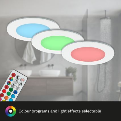Briloner - НАБІР 3x RGBW LED Регульоване вбудоване світильник для ванної кімнати LED/4,8W/230V 3000-6500K IP65 + дистанційне керування