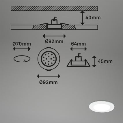Briloner - НАБІР 3x RGBW LED Регульоване вбудоване світильник для ванної кімнати LED/4,8W/230V 3000-6500K IP65 + дистанційне керування