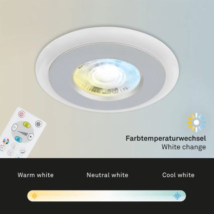 Briloner - НАБІР 3x LED RGBW Вбудований стельовий світильник для ванної з регулюванням яскравості LED/5W/230V 3000-6500K IP44 + пульт дистанційного керування