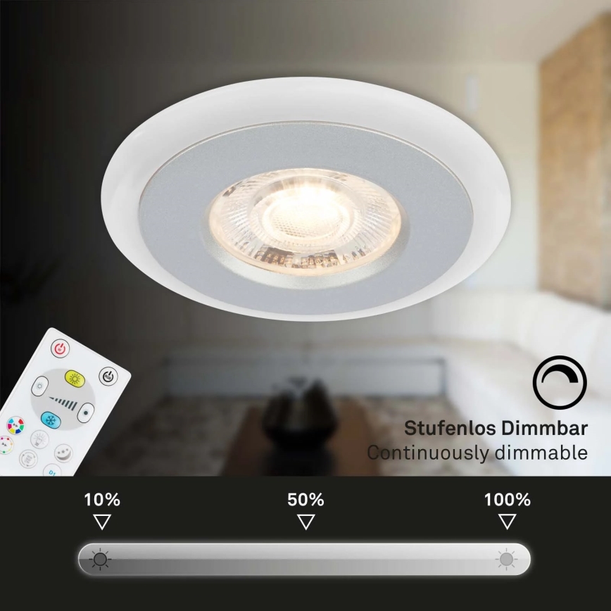 Briloner - НАБІР 3x LED RGBW Вбудований стельовий світильник для ванної з регулюванням яскравості LED/5W/230V 3000-6500K IP44 + пульт дистанційного керування