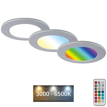 Briloner - НАБІР 3x LED RGBW Вбудований стельовий світильник для ванної з регулюванням яскравості LED/4,8W/230V 3000-6500K IP65 + пульт дистанційного керування