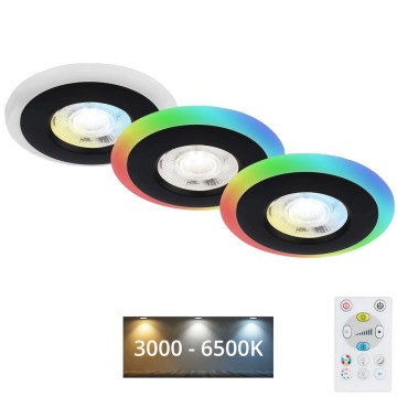 Briloner - НАБІР 3x LED RGBW Вбудований стельовий світильник для ванної з регулюванням яскравості LED/5W/230V 3000-6500K IP44 + пульт дистанційного керування