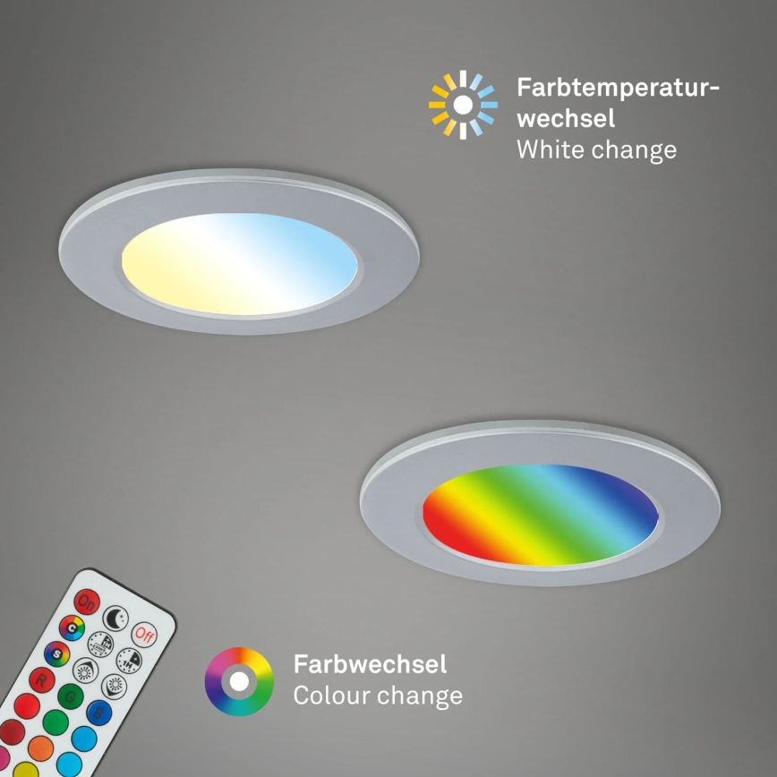 Briloner - НАБІР 3x LED RGBW Вбудований стельовий світильник для ванної з регулюванням яскравості LED/4,8W/230V 3000-6500K IP65 + пульт дистанційного керування