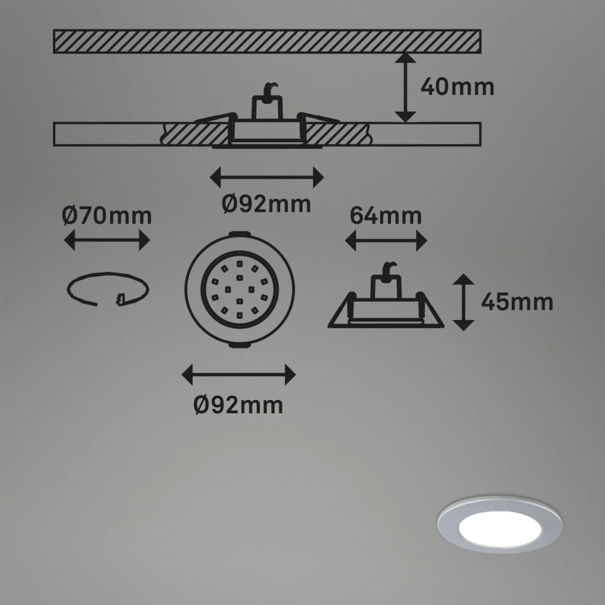 Briloner - НАБІР 3x LED RGBW Вбудований стельовий світильник для ванної з регулюванням яскравості LED/4,8W/230V 3000-6500K IP65 + пульт дистанційного керування