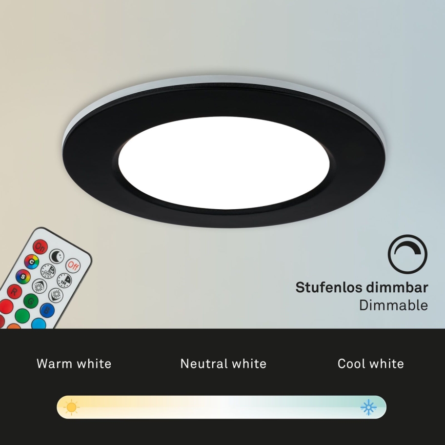 Briloner - НАБІР 3x LED RGBW Вбудований стельовий світильник для ванної з регулюванням яскравості LED/4,8W/230V 3000-6500K IP65 + пульт дистанційного керування