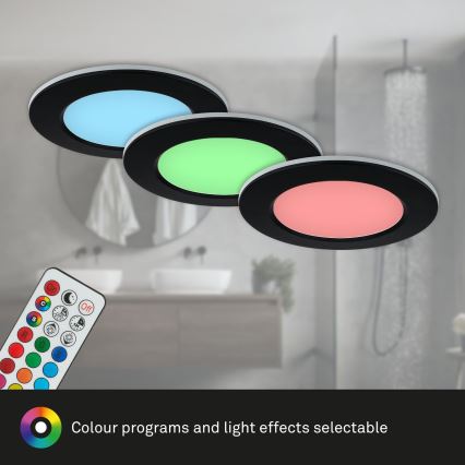 Briloner - НАБІР 3x LED RGBW Вбудований стельовий світильник для ванної з регулюванням яскравості LED/4,8W/230V 3000-6500K IP65 + пульт дистанційного керування