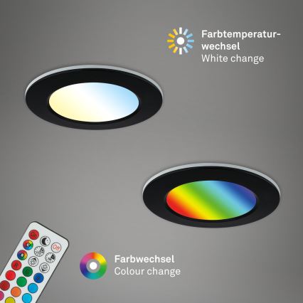 Briloner - НАБІР 3x LED RGBW Вбудований стельовий світильник для ванної з регулюванням яскравості LED/4,8W/230V 3000-6500K IP65 + пульт дистанційного керування