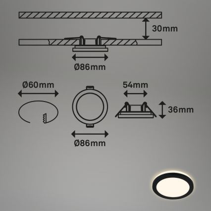 Briloner - НАБІР 3x Вбудований стельовий LED світильник для ванної LED/3W/230V IP44