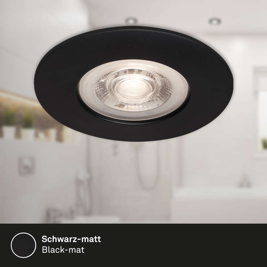 Briloner - НАБІР 3x Вбудований стельовий LED світильник для ванної LED/4,9W/230V IP44 чорний