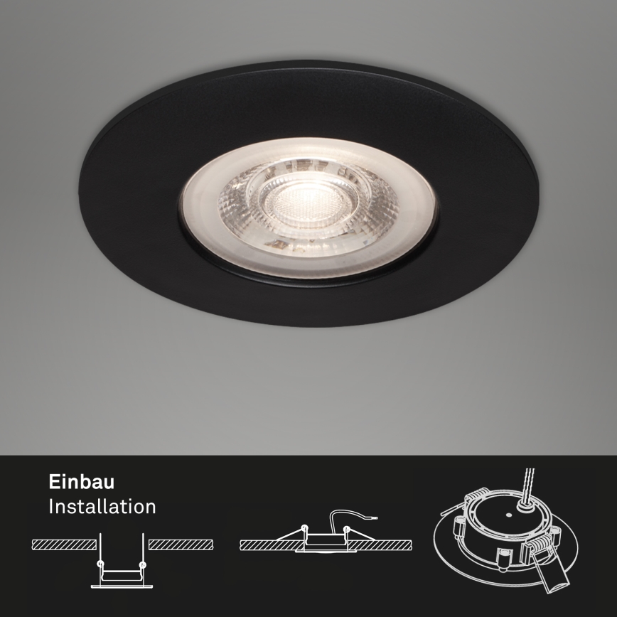 Briloner - НАБІР 3x Вбудований стельовий LED світильник для ванної LED/4,9W/230V IP44 чорний