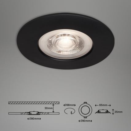 Briloner - НАБІР 3x Вбудований стельовий LED світильник для ванної LED/4,9W/230V IP44 чорний