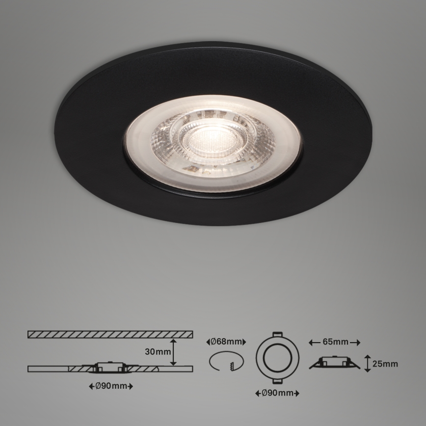 Briloner - НАБІР 3x Вбудований стельовий LED світильник для ванної LED/4,9W/230V IP44 чорний