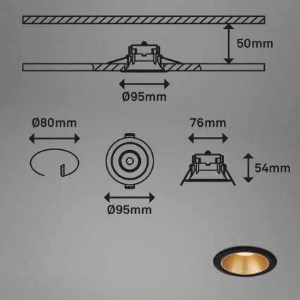 Briloner - НАБІР 3x Вбудований стельовий LED світильник для ванної LED/4,9W/230V IP44