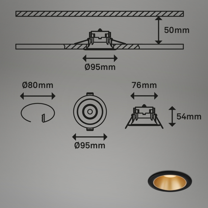 Briloner - НАБІР 3x Вбудований стельовий LED світильник для ванної LED/4,9W/230V IP44