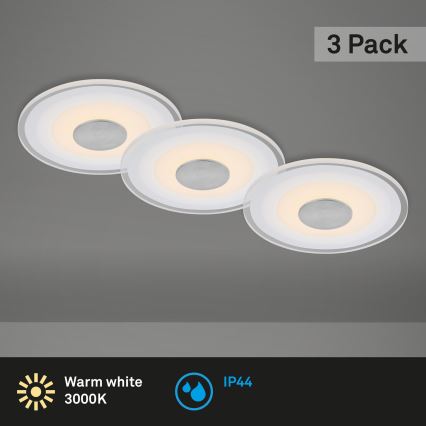 Briloner - НАБІР 3x Вбудований стельовий LED світильник для ванної LED/6W/230V IP44 хром