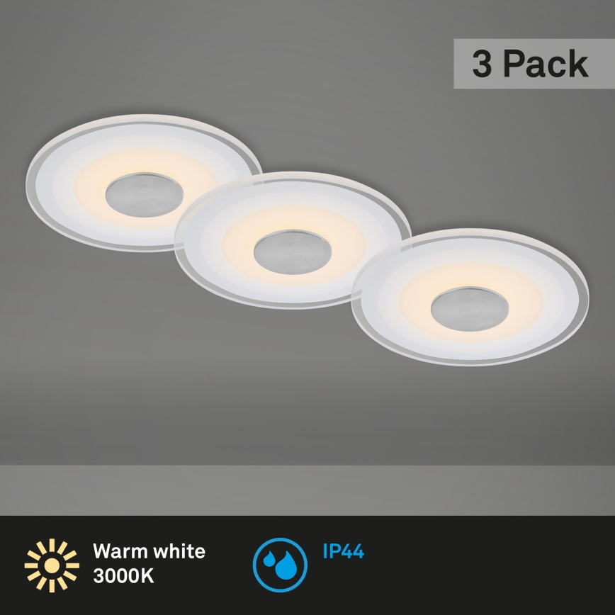 Briloner - НАБІР 3x Вбудований стельовий LED світильник для ванної LED/6W/230V IP44 хром